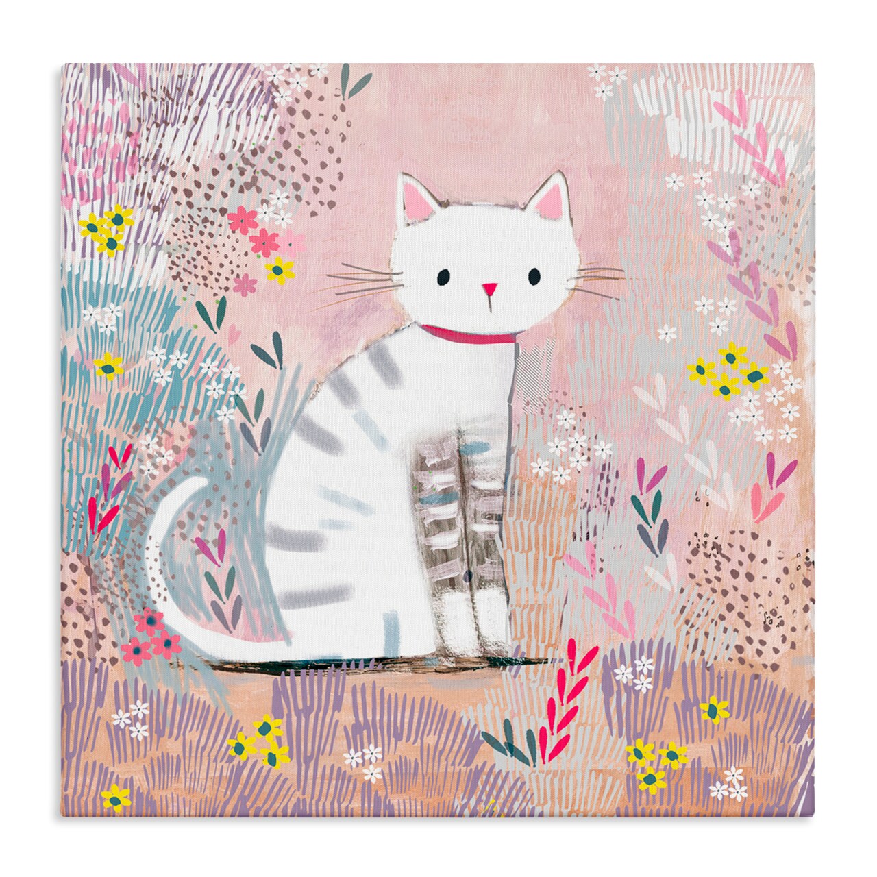 Stupell Industries White Kitten with Stripes Sitting Canvas, design by Clare Tupper